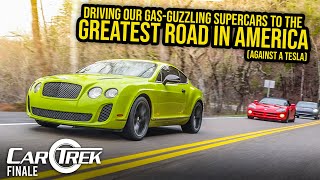 Trying To Beat A Tesla With Our Gas-Guzzling Supercars On America&#39;s Greatest Road | Car Trek S8E3