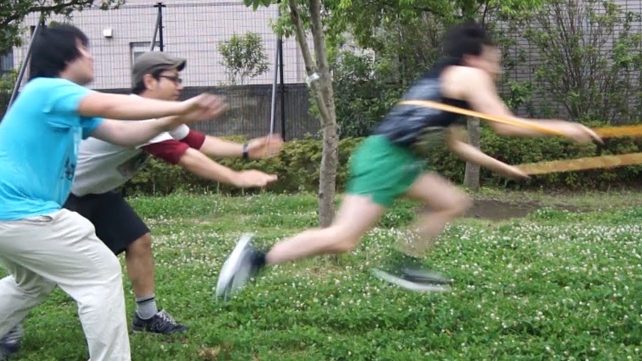 ゴムモンスターパワーでカタパルトダッシュ｜Human catapult dash