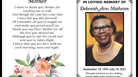 In Memory of Deborah Mathews   SD 480p