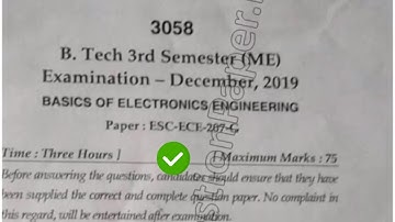 2019 Mdu BTech ME 3rd Sem Basics of Electronics Engg Question Paper