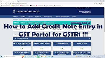 How to Add Credit Note Entry in GST Portal for GSTR1 !!!