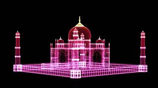 Particle Lines Taj Mahal Model VFX Background on black Screen - Motion Made - Royalty Free Footage