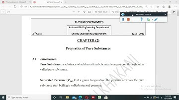 CHAPTER (2) properties of Pure Substances (صفات المواد النقيه) (part 1)