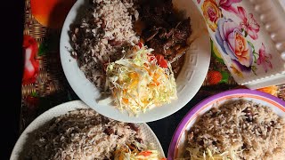 rice and peas with stew beef for my Sunday dinner