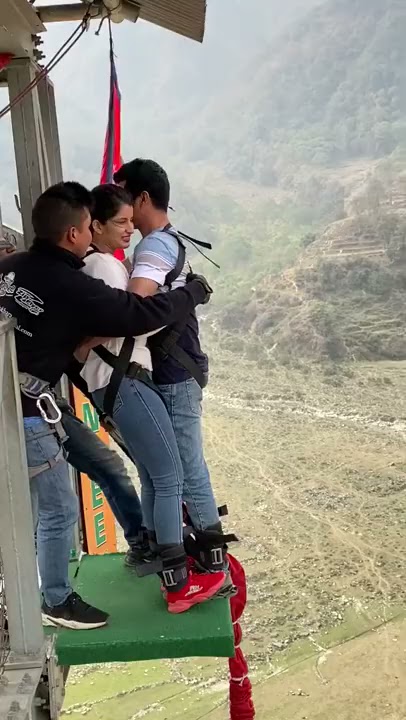 Cute Couple bungee jumping