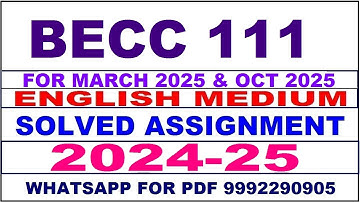 becc 111 solved assignment 2024-25 | becc 111 solved assignment in english 2025 | becc 111 2024-25