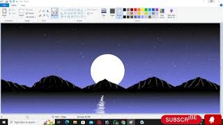 How to Draw in Ms paint | drawing in paint  in computer | paint in computer | Green scenery drawing