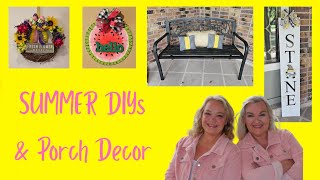 DIY Home Decor: Floral Wreath, Watermelon Wood Round, & Beethemed Porch Makeover!