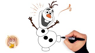 How to Draw Olaf Step by Step | Draw So Cute Cartoon | كيفية رسم اولاف | رسم شخصيات كرتونية