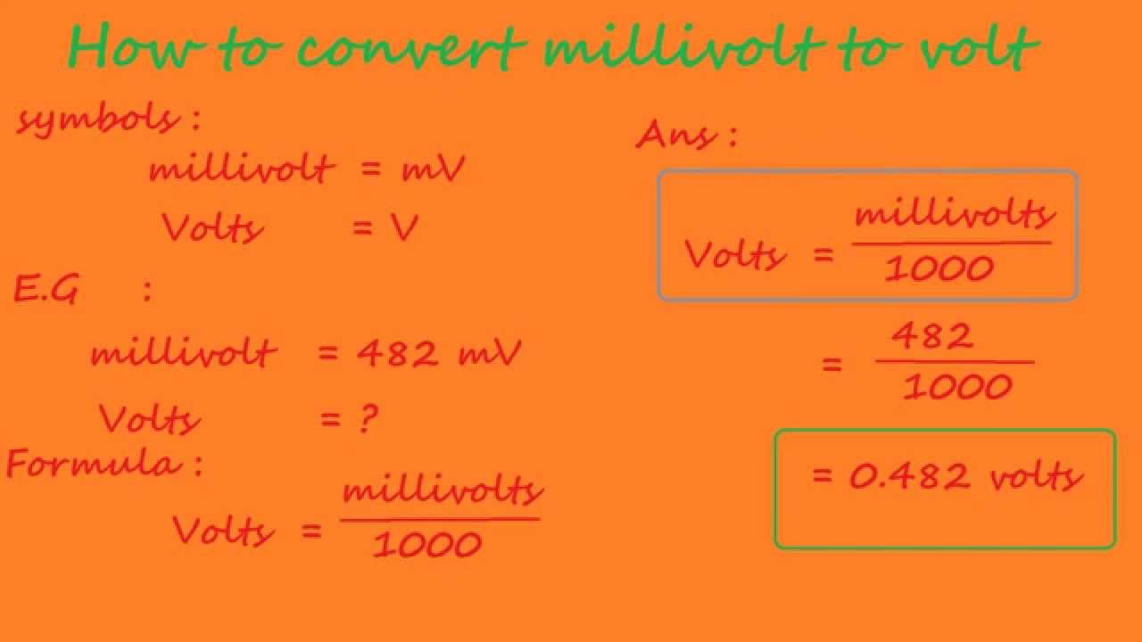 How To Convert Millivolt To Volt - Electrical Formulas