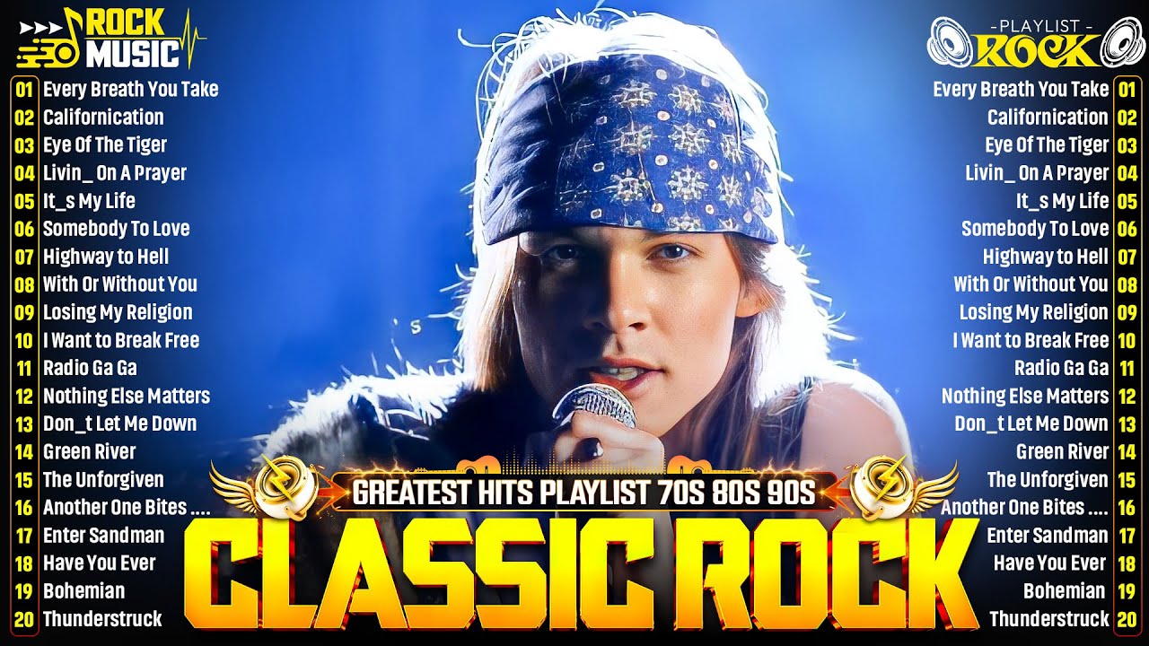 Classic Rock Songs 70s 80s 90s - ACDC, Queen, Bon Jovi, Scorpions, Aerosmith, Nirvana, Metallica