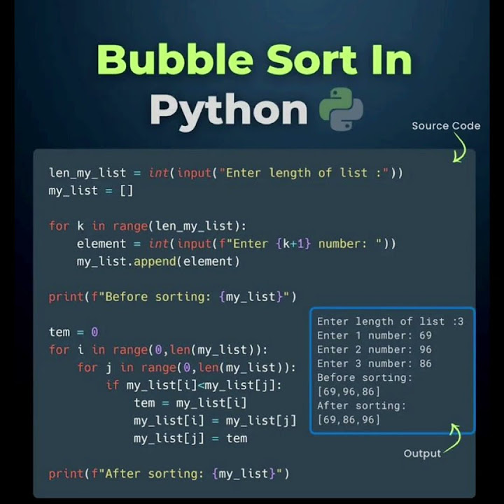 Bubble Sort in python #coding #artificialintelligence - YouTube