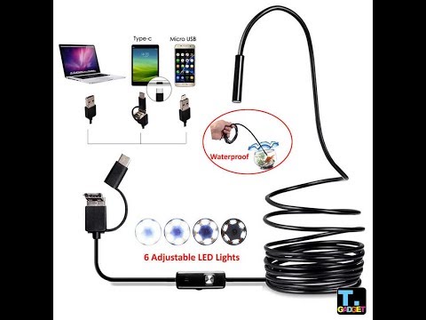 Tgadget 7mm 3-5m Endoscope Camera 3 In 1 USB Mini Camcorders Waterproof 6 LED Borescope Inspection