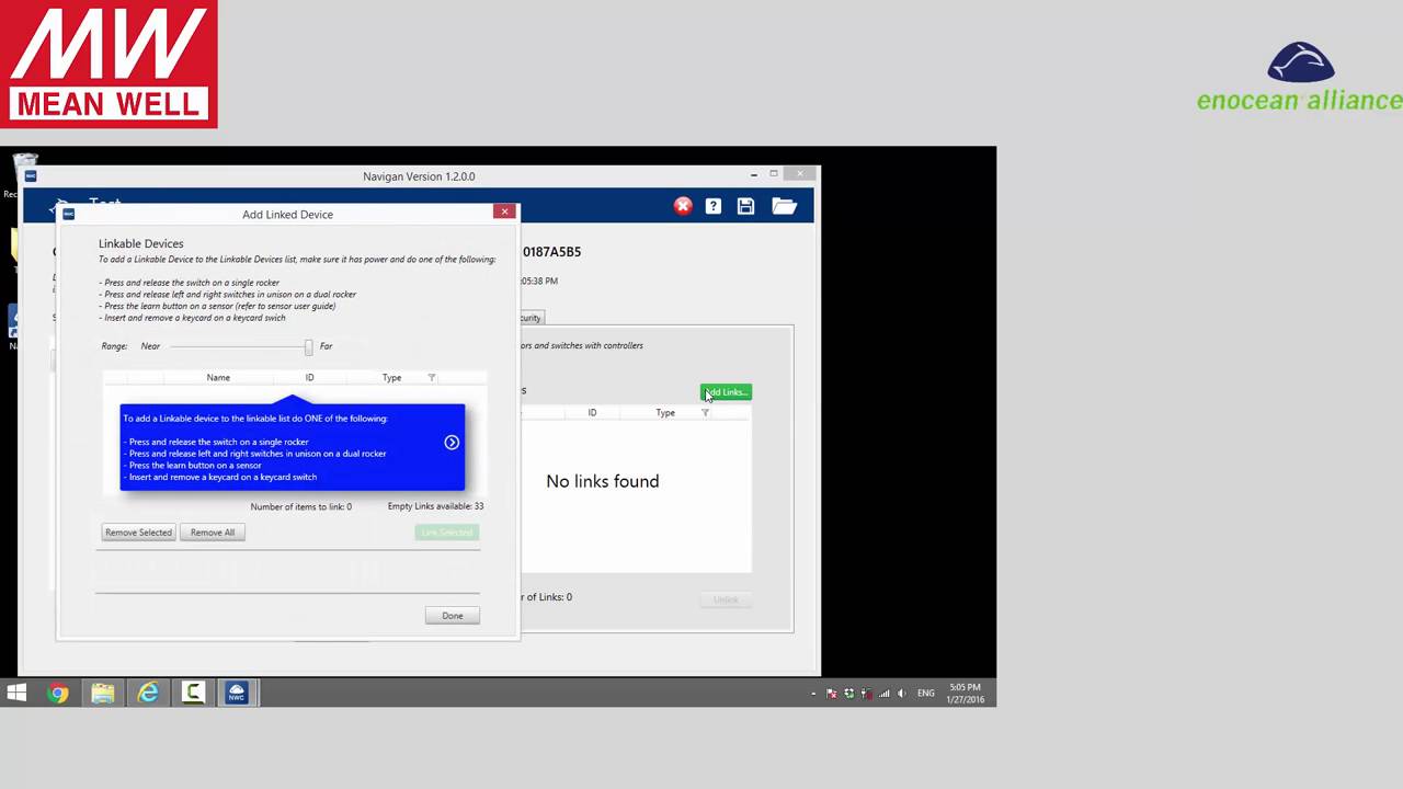 MEAN WELL 40W LED Driver LCM-40EO EnOcean using Navigan software tutorial