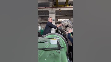 Loading a 10 meters shaft on a lathe for turning operation ✅#machining #turning #factory