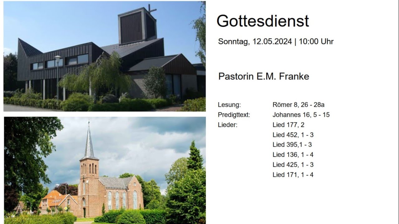 Gottesdienst - Sonntag 26.05.2024 - 10:00 Uhr - YouTube