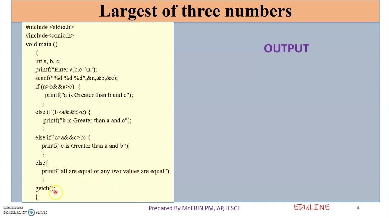 PROGRAM 4 - LARGEST OF THREE NUMBERS - YouTube