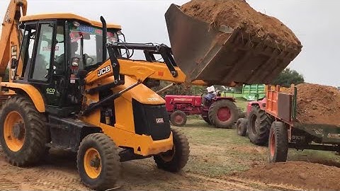 JCB 3dx  JCB Backhoe | Mud Loading Mitti | Mahindra Tractor 475 DI | in Small River Cartoon Video