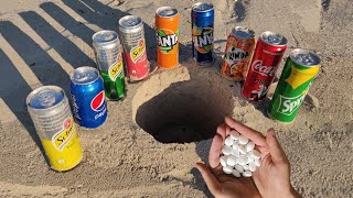 Experiment: Coca Cola, Schweppes, Mirinda, Fanta, Sprite and Other Sodas vs Mentos Underground