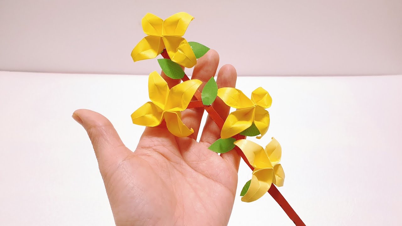 미술놀이》종이한장으로 '개나리꽃 종이접기' paper flower. Origami flower.