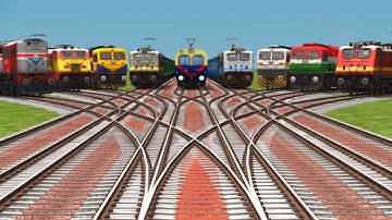 9 Train Crossing🚇At Bumpy Railroad Daimond || Indian Railways Always Go Locomotives