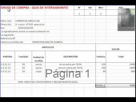 formato orden de pedido excel