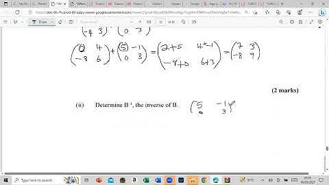 MATRICES CXC MATH QUESTION 10 2023
