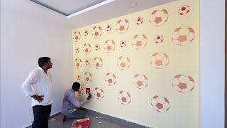 Wall stencil painting kids bedroom | Wall stencil painting designs by Om painting works 6,644 views 1 month ago 3 minutes, 10 seconds