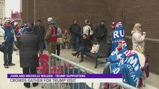 Protesters, supporters gather outside Adler Theatre ahead of Trump rally