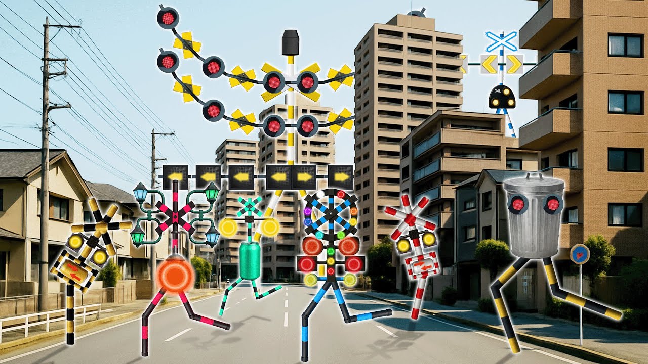 【踏切アニメ】飲料缶で作られた鉄製のポールサイン Fumikiri Railroad Crossings Meme