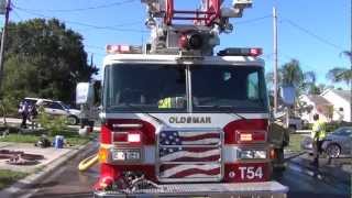 OLDSMAR FIRE RESCUE TRUCK 54 AT A HOUSE FIRE