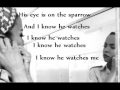 His Eye Is On The Sparrow [Instrumental] with lyrics