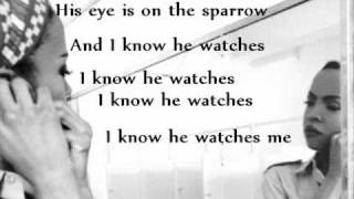 His Eye Is On The Sparrow [Instrumental] with lyrics chords