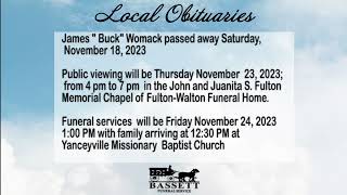 Obits for November 21, 2023