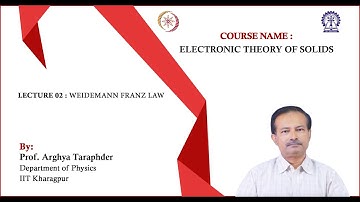 Lecture 02: Weidemann Franz Law