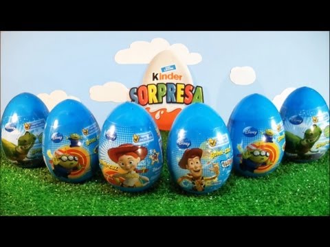 6 Toy Story Surprise Egg Unboxing - Buzz Lightyear & Woody (Walt Disney Video Toys) Kinder Surprise