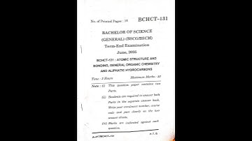 BCHCT 131 JUNE 2025question paper#ignou#bsc#chemistry