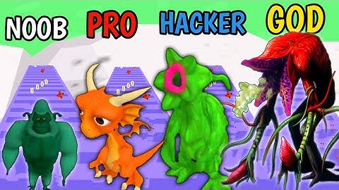 Noob VS Pro VS Hacker VS God In Monster Evolution