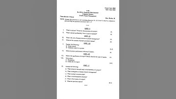 (2021) Question paper :- CS-09 : Project management ||B.A/B.sc (General) 5 semester|| PU