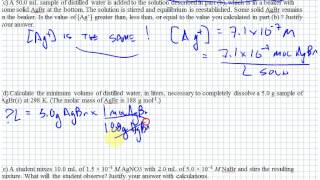 FRQ#12010; An Solubility Equilibrium problem from the 2010 AP Chem Exam