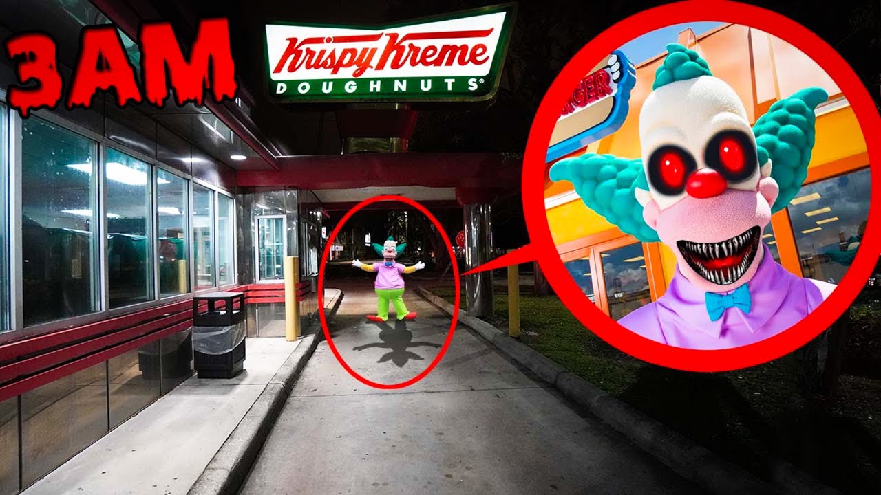 DO NOT GO TO KRISPY KREME DRIVE THRU AT 3AM | CURSED KRUSTY THE CLOWN.EXE CAME AFTER ME!