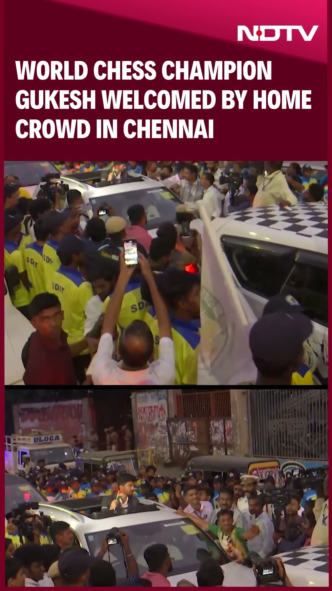 D Gukesh | World Chess Champion Gukesh Welcomed by Home Crowd in Chennai