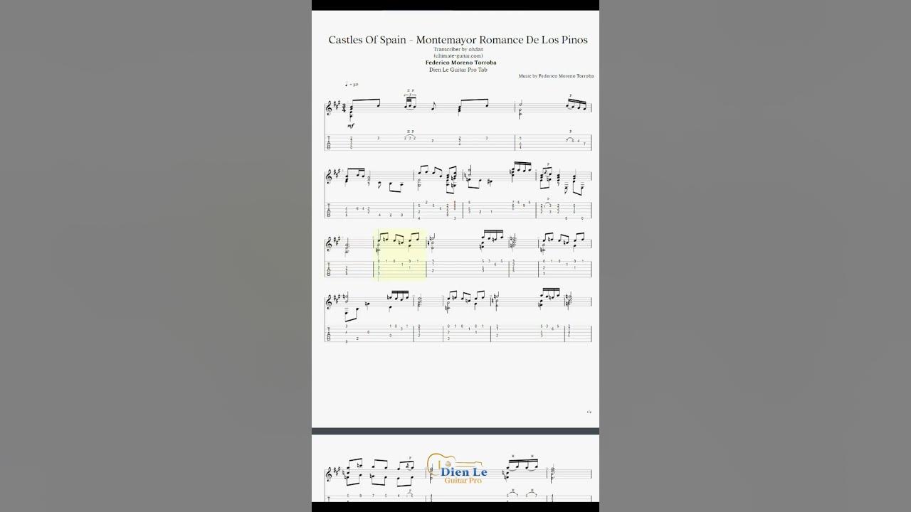 Castles Of Spain - Montemayor Romance De Los Pinos by F.M. Torroba - For Classical Guitar