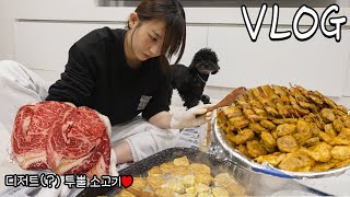 Mukbang at a Market and Making Jeons for Lunar New Year 👩‍🍳 | Hamzy Vlog