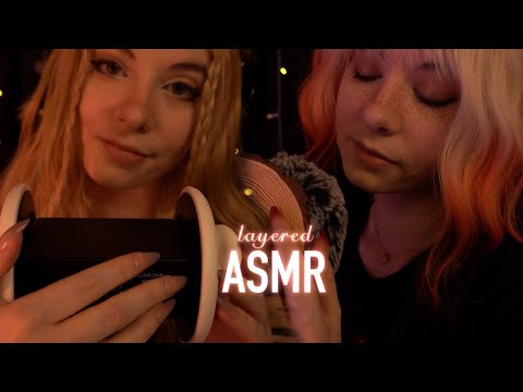 layered gentle ASMR | Ear Attention, Wood Tapping, Whispering & Ear Blowing - Rain Ambience