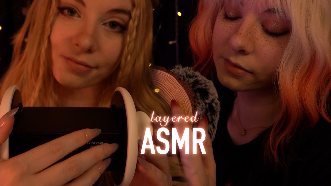 layered gentle ASMR | Ear Attention, Wood Tapping, Whispering & Ear Blowing - Rain Ambience
