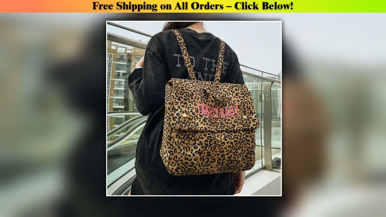 Korean Version Leopard Print Canvas Backpack 2025 New SpringSummer Large Capacity Travel Backpack S