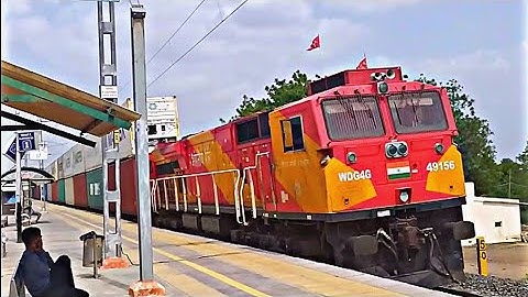 Monstrous Double Stack Containers Hauled by WDG 4G 49156 Roza Locomotive.