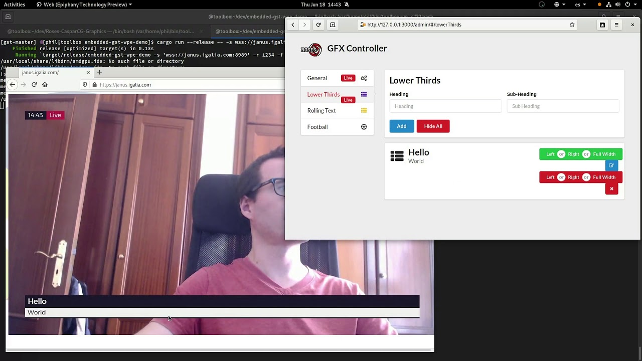 augmented video overlays with WPEKit and GStreamer YouTube