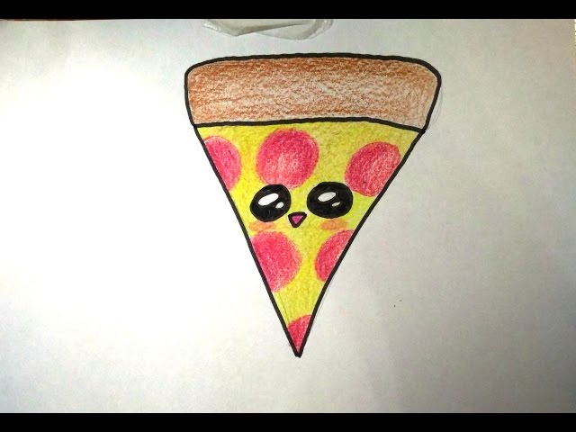 Como desenhar FATIA DE PIZZA fofo, desenhos kawaii fáceis, como